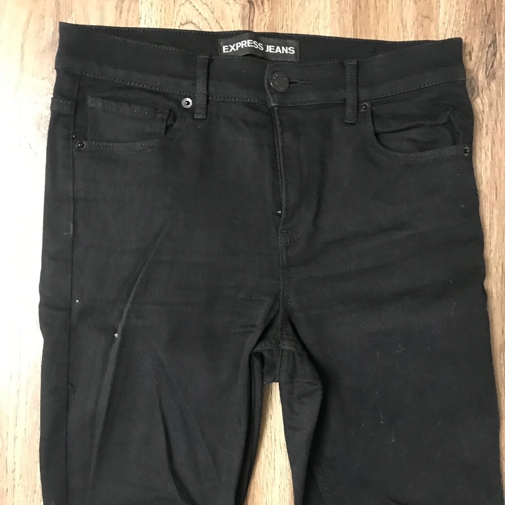 Black Express Distressed Skinny High-Waisted Jeans